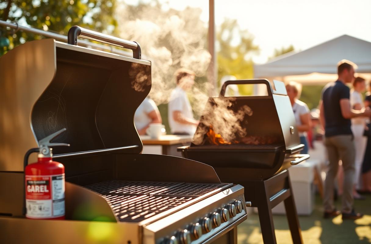 Grill i drift på ett företagsevent utomhus under sommaren